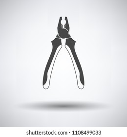 Pliers tool icon on gray background, round shadow. Vector illustration.