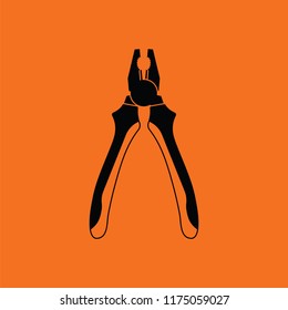 Pliers tool icon. Orange background with black. Vector illustration.
