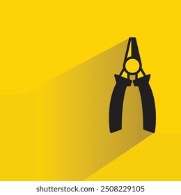 pliers tool icon with shadow on yellow background