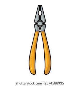 Pliers tool icon vector, yellow pliers tool flat illustration, pliers clip art, isolated on white background