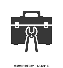 pliers tool kit box repair construction silhouette icon. Flat and Isolated design. Vector illustration