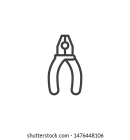 Pliers Tool line icon. linear style sign for mobile concept and web design. Wire cutter plier outline vector icon. Symbol, logo illustration. Vector graphics