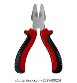 Pliers tool with red and black grips on a white background. Vector illustration