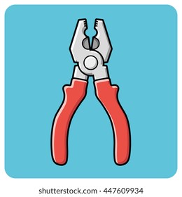 Pliers tool with red grips icon.