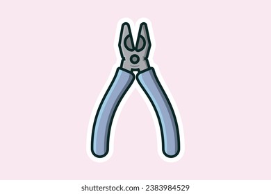 Pliers Tool Sticker vector illustration. Mechanic and Electrician working tool equipment objects icon concept. Hand tools for repair building sticker design icon logo.
