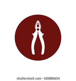 Pliers tool vector icon illustration Red circle. Red button