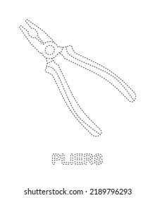 Pliers tracing worksheet for kids