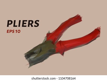 Pliers of triangles. Low poly pliers. Vector illustration.