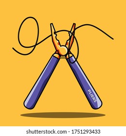 alicates utilizados para cortar el cable sobre fondo amarillo