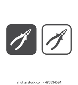 Pliers vector icon. Gray and white