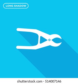 Pliers vector icon on blue background, hand tool pair sign 