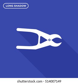 Pliers vector icon on blue background, hand tool pair of plyers slip-joint compound