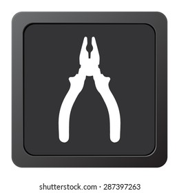pliers - vector icon on a grey button