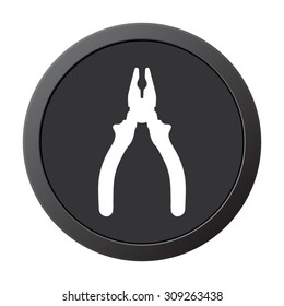 pliers - vector icon on a grey button