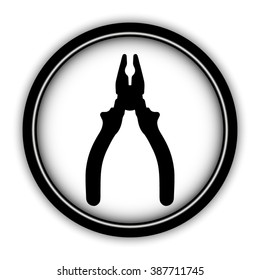 pliers - vector icon; round  button with shadow