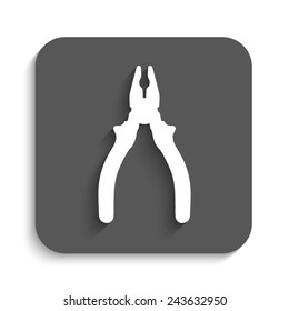 pliers - vector icon with shadow on a grey button