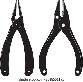 Pliers Vector Illustration: Black and White Tools on White Background