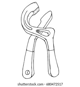 Pliers. Vector illustration of a plier.  Hand drawn pliers tool. Tool icon.