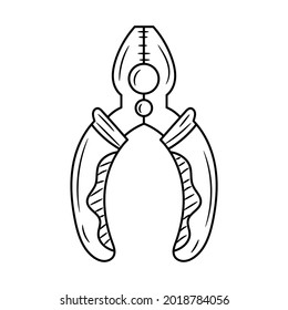 Pliers vector illustration with simple hand drawn sketching style