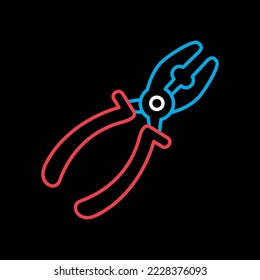 Pliers vector on dark background icon. Construction, repair and building. Graph symbol for your web site design, logo, app, UI