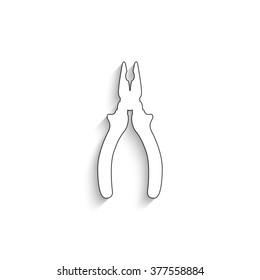 pliers - white vector icon  with shadow