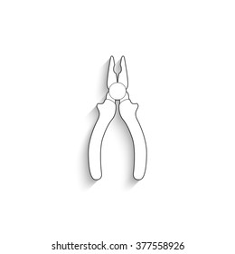 pliers - white vector icon  with shadow