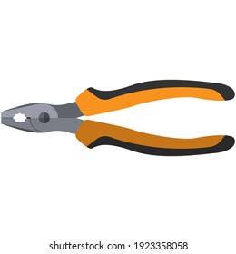 Pliers work tool vector flat icon. Repair, craft or carpenter hardware isolated on white background. Workshop assortment illustration