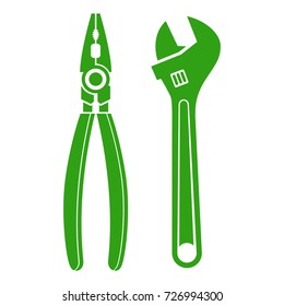 pliers and wrench icon vector