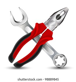 Pliers and Wrench Icon. Vector illustration