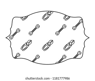Pliers and wrench label frame in black and white