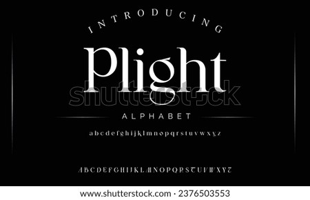 Plight Elegant luxury abstract wedding fashion logo font alphabet. Minimal classic  urban fonts for logo, brand etc. Typography typeface uppercase lowercase and number. vector illustration