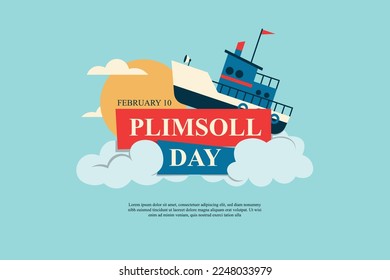 Plimsoll Day background. Design with ship. Vector illustration background.