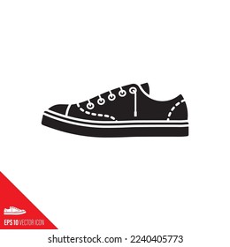 Plimsoll shoe or sneaker vector glyph icon. Footwear symbol.