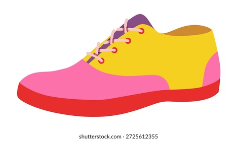 Plimsoll sneaker shoe flat. Bright playful footwear for beach day, holiday travel, weekend wardrobe for man woman unisex. Technical fashion illustration, CAD mockup smooth vector isolated trendy style