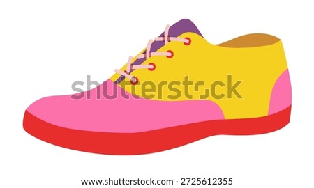 Plimsoll sneaker shoe flat. Bright playful footwear for beach day, holiday travel, weekend wardrobe for man woman unisex. Technical fashion illustration, CAD mockup smooth vector isolated trendy style