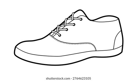 Plimsoll sneaker shoe single sketch. Simple canvas footwear for everyday outfit, park stroll, youth look for man woman unisex. Technical fashion illustration, CAD mockup, vector isolated casual style.