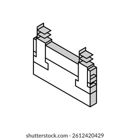 plinth beam building house isometric icon vector. plinth beam building house sign. isolated symbol illustration
