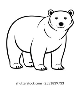 Arte de línea de oso polar sobre fondo blanco 