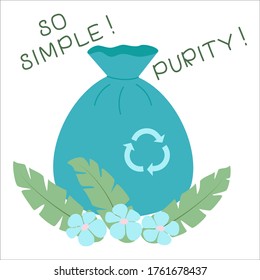 Plogging. Trash Bag With Recycling Sign. A Symbol Of A Healthy Lifestyle And Respect For Nature. Garbage Collection In Nature. Vector Illustration.