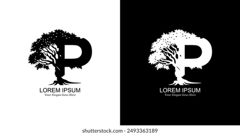 Diseño P-logo combinado con un árbol