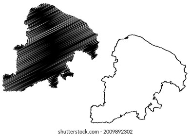 Plon district (Federal Republic of Germany, rural district, Free State of Schleswig-Holstein, Slesvig Holsten) map vector illustration, scribble sketch Ploen map