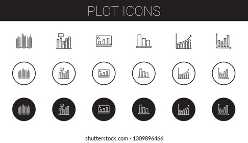 plot icons set. Collection of plot with bar chart. Editable and scalable plot icons.