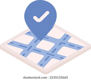 Plot Localização no mapa digital conceito isométrico, projeto de ícone de cor vetorial do marcador do local de construção, símbolo de serviços de manutenção de reparo, sinal de remodelação da casa, construção e ilustração de construção