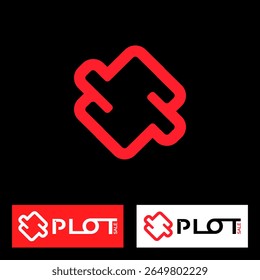 Logotipo Plot com Plot, Sinal de dólar e Design de logotipo de combinação de letra S