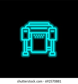 Plotter blue glowing neon ui ux icon. Glowing sign logo vector