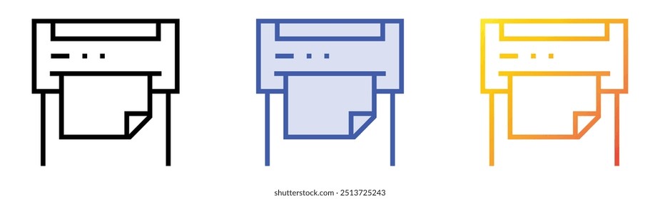 plotter icon. Linear, Blue Fill and Gradient Style Design Isolated On White Background