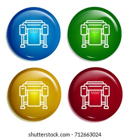 Plotter multi color gradient glossy badge icon set. Realistic shiny badge icon or logo mockup