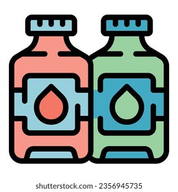 Plotter paint bottle icon outline vector. Printer copy. Office data color flat