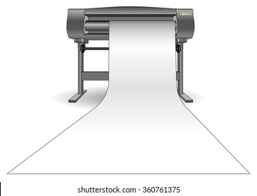 Plotter used in computer aided design (cad) and graphic arts. Inkjet printer with a large format. ploter