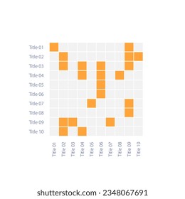 Plotting grid infographic chart design template. Project schedule. Planning process. Editable squares infochart with ten options. Visual data presentation. Myriad Pro-Bold, Regular fonts used